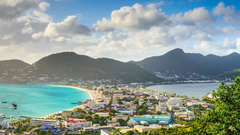 Philipsburg and Great Bay viewed from the hills above St Maarten