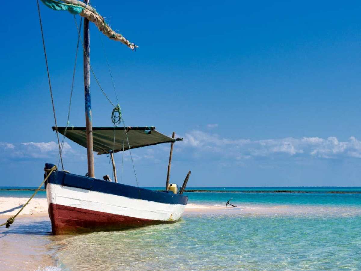 Traditional dhow on a Mozambique beach