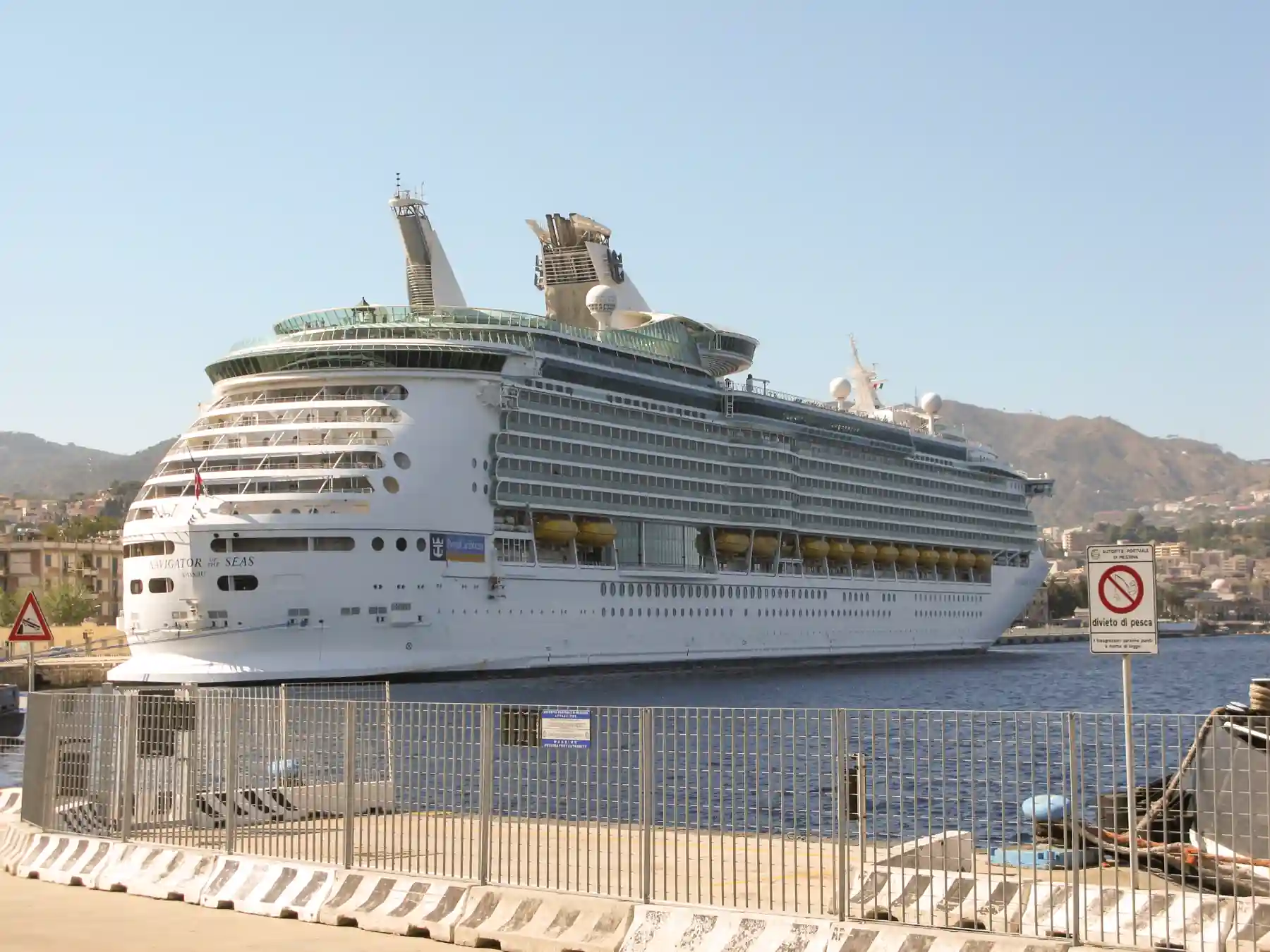 Cruise ship docked at the Port of Messina, Sicily.