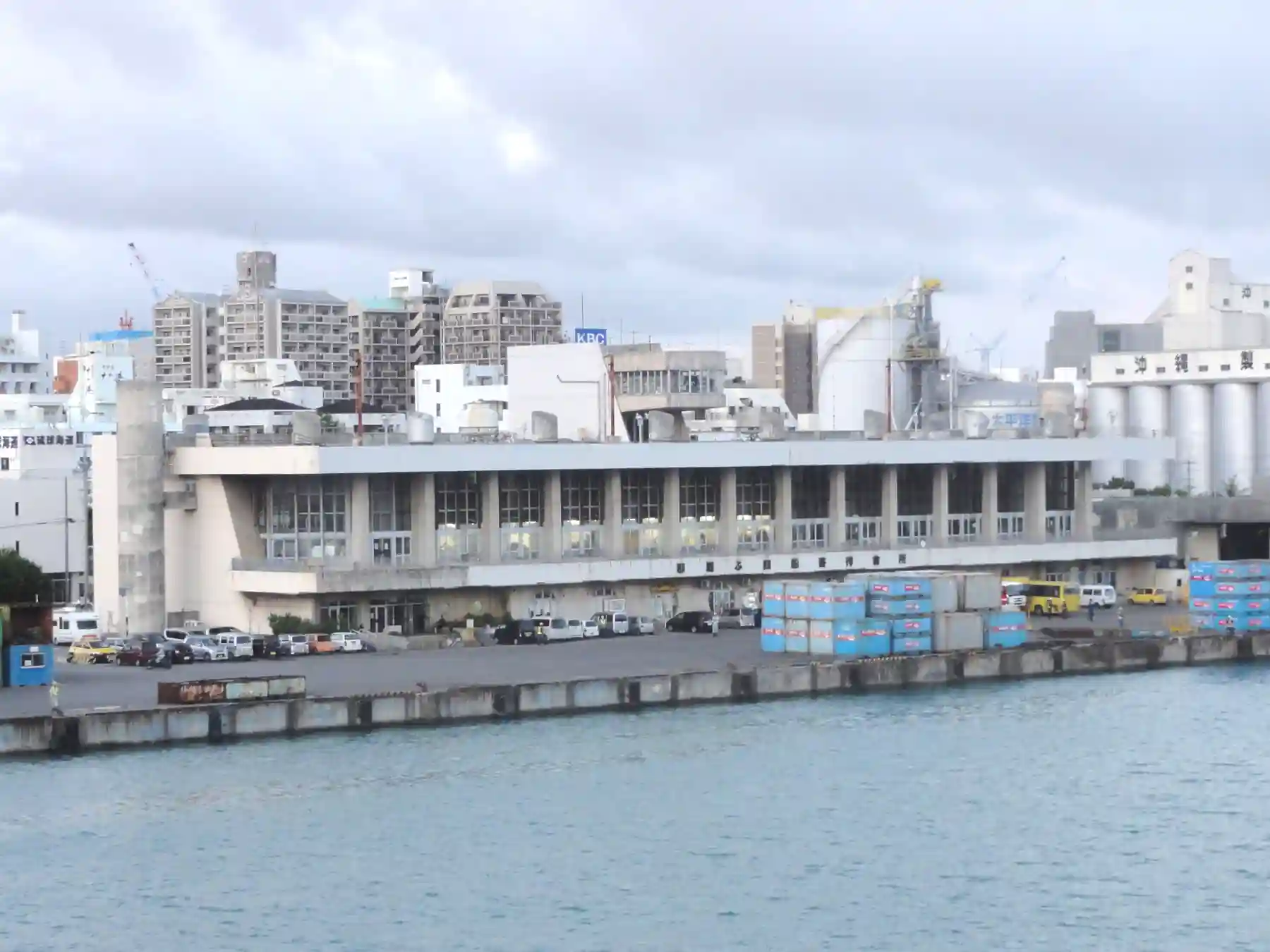 Passenger terminal and waterfront at Naha Port in Okinawa.