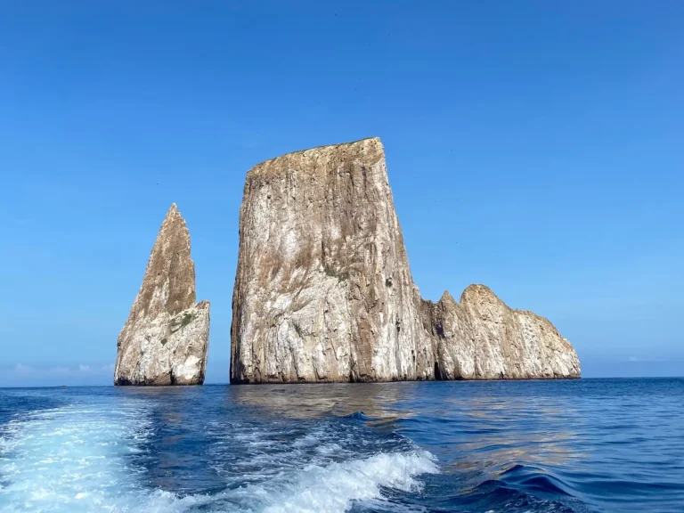 Kicker Rock rising from the Pacific Ocean off San Cristóbal in the Galápagos.