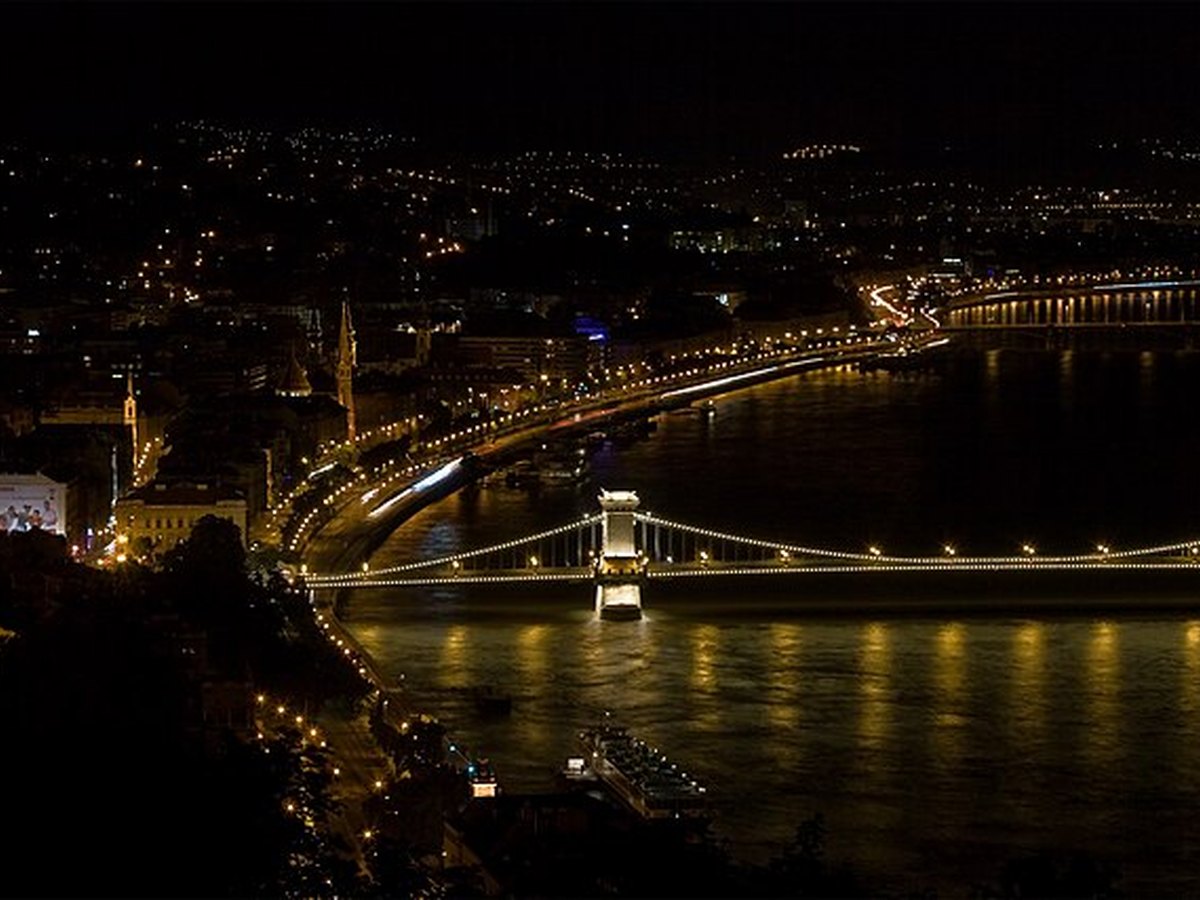 Chain Bridge spanning the Danube River in Budapest