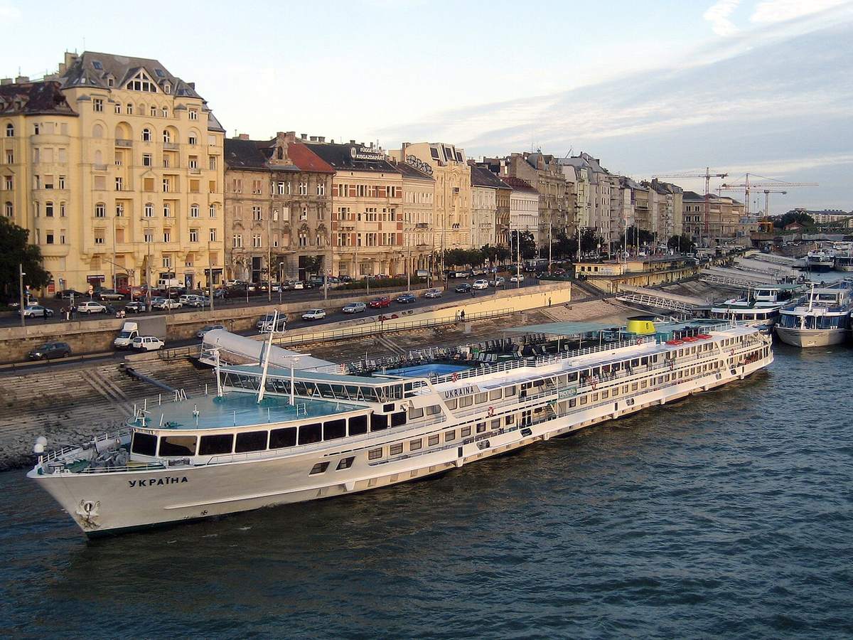 River cruise ships moored on the Danube in Budapest