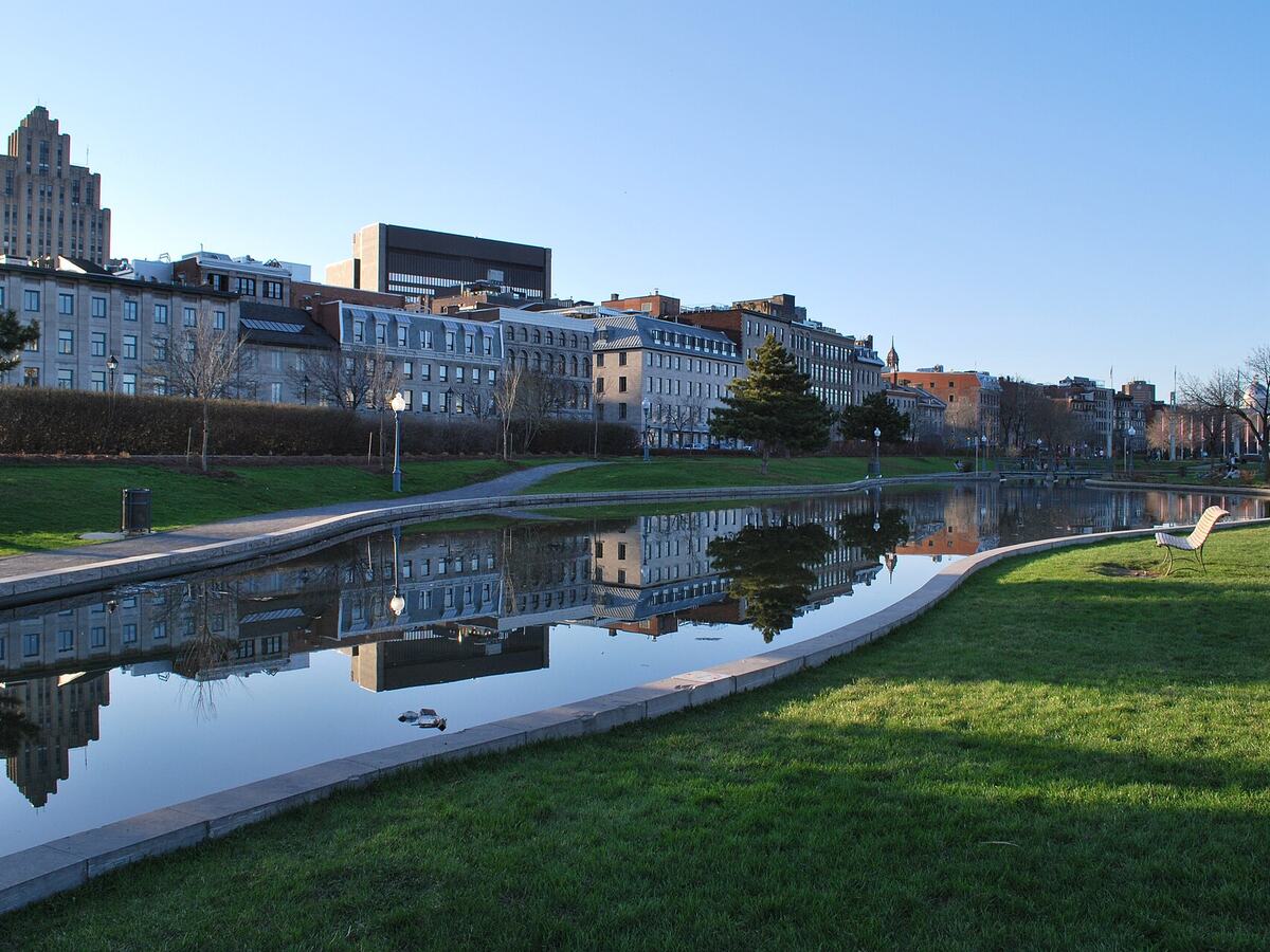 Historic buildings and waterfront at Montreal's Old Port