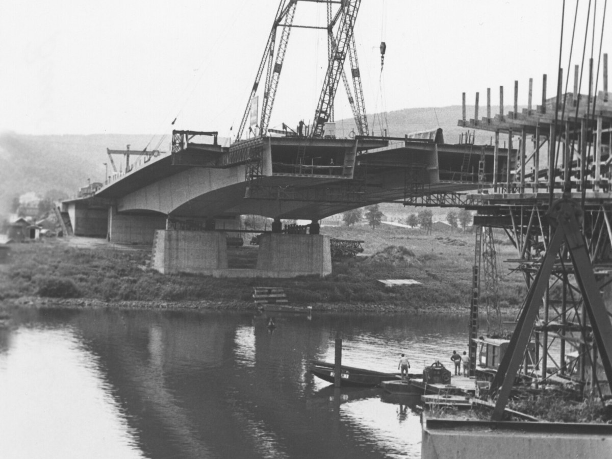 Bau der "Konrad-Adenauer-Brücke" in Trier-Mosel 1972-06-09 HB10816, Trier