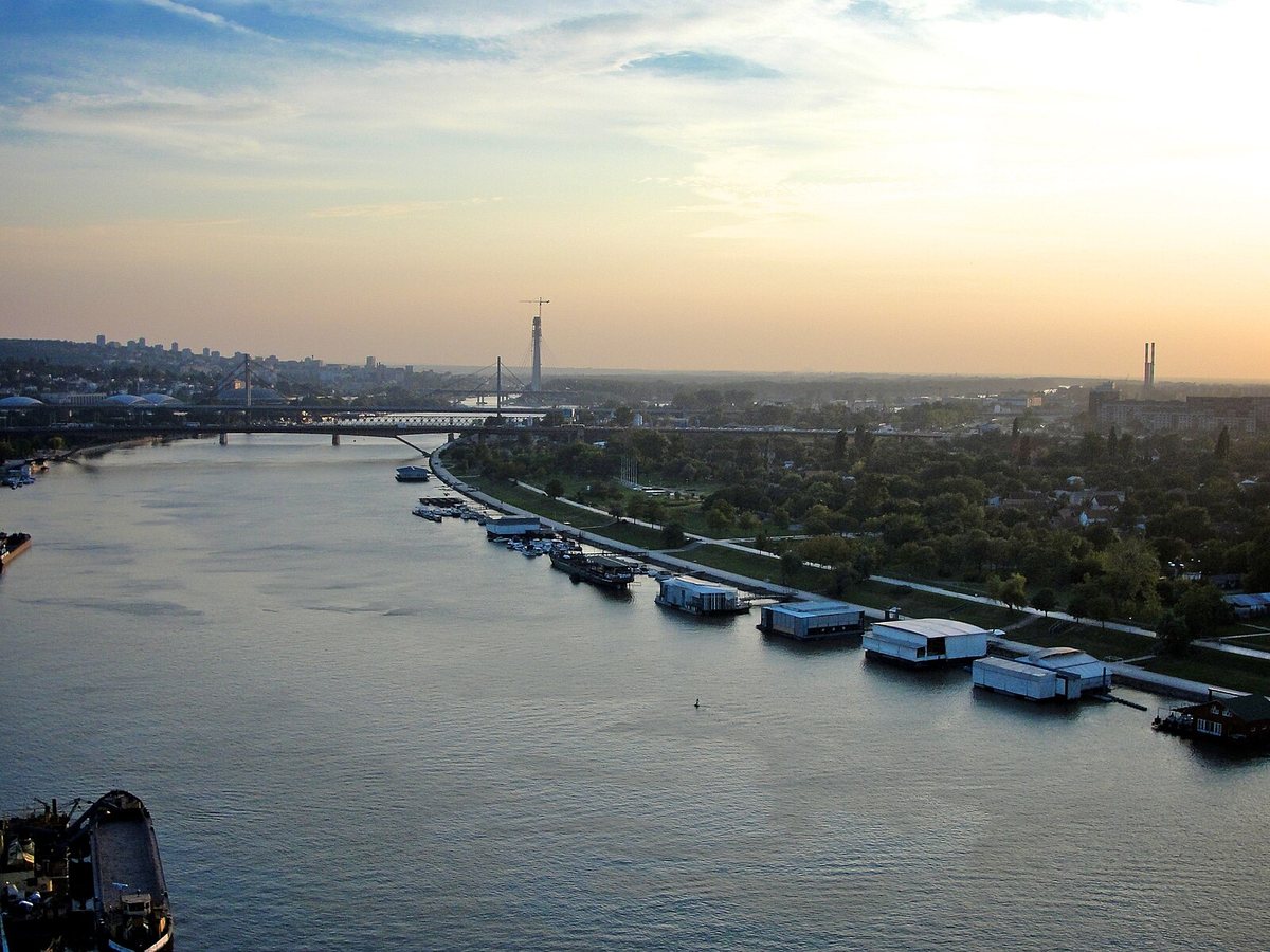 Aerial view of the Sava River in Belgrade -a, Belgrade