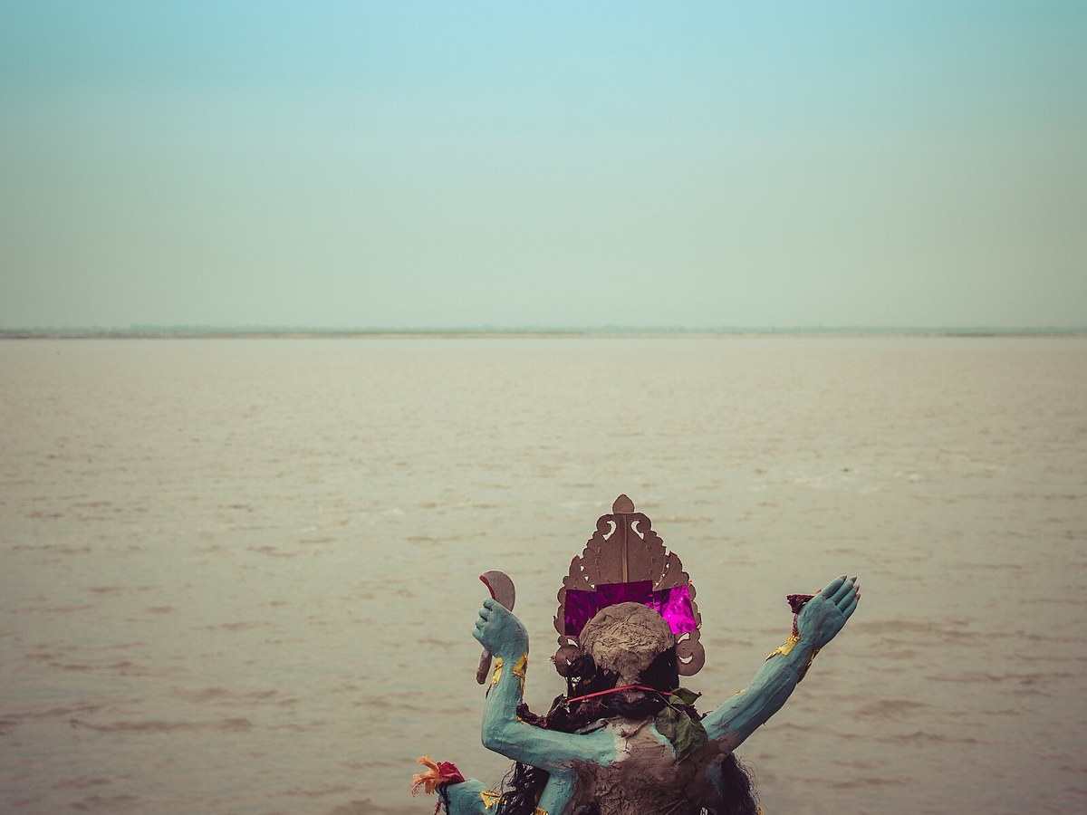 An idol of Kali kept at Brahmaputra riverbank, Hatishila near Guwahati, Brahmaputra
