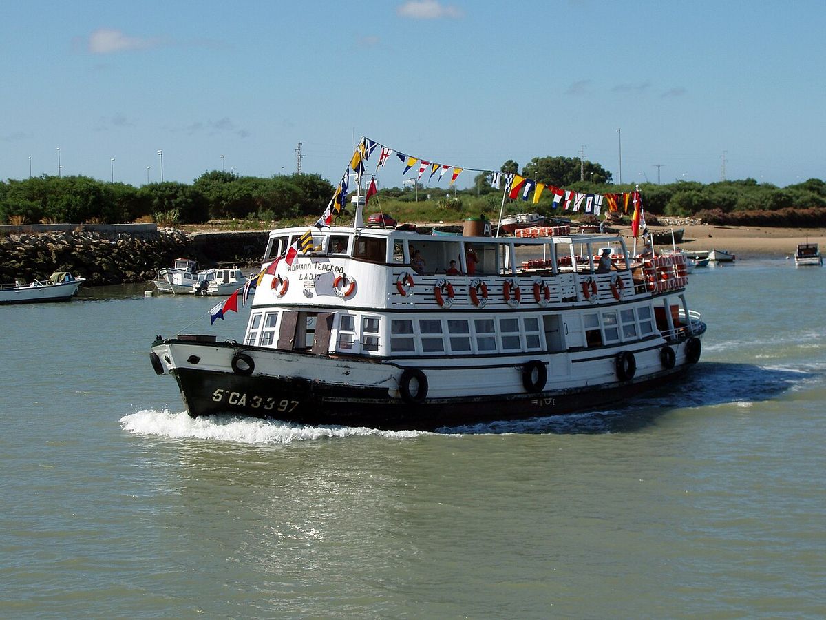 Historic Vaporcito passenger boat on the water at El Puerto de Santa María