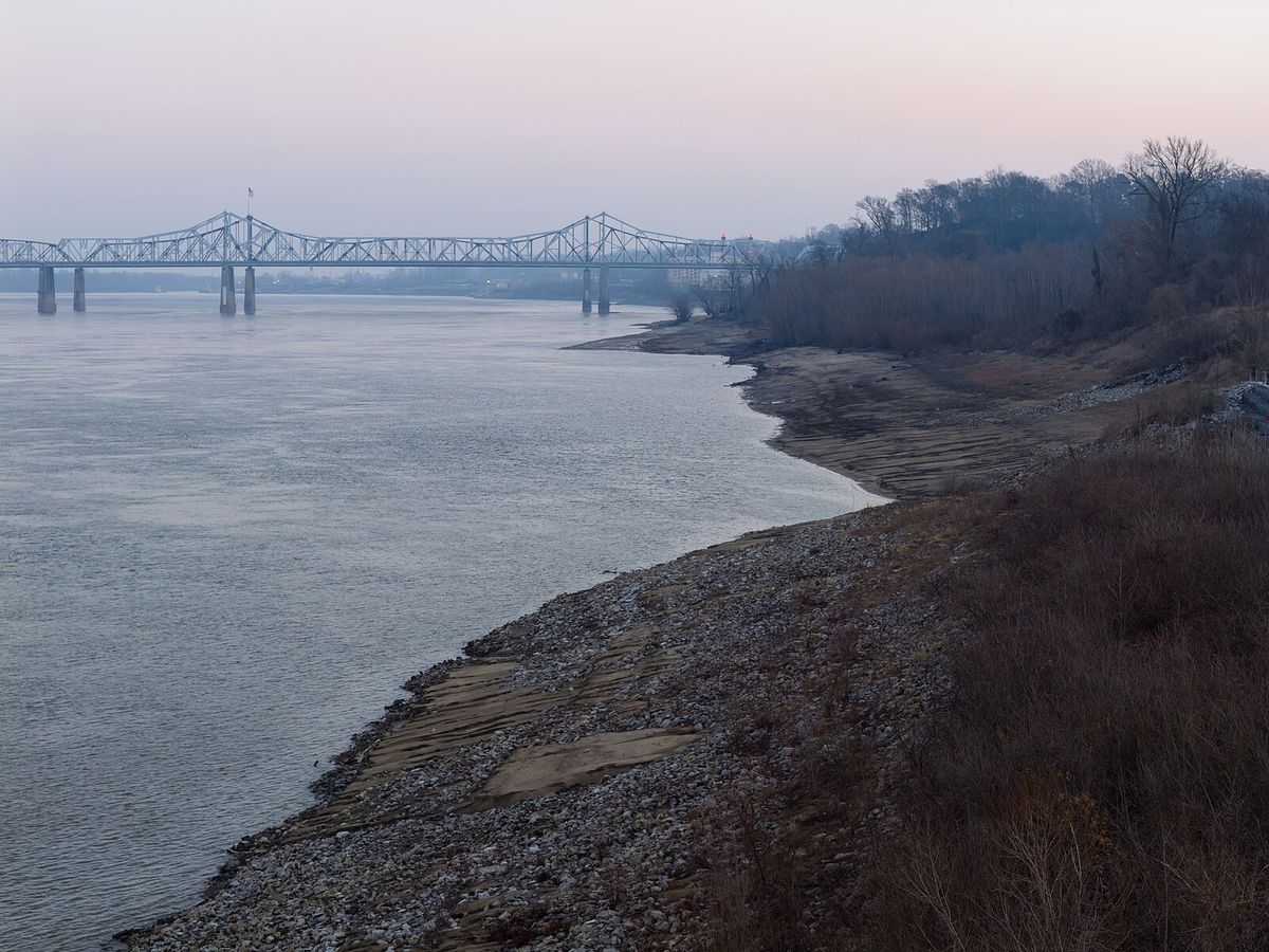Mississippi River Bridge riverbank in Vicksburg