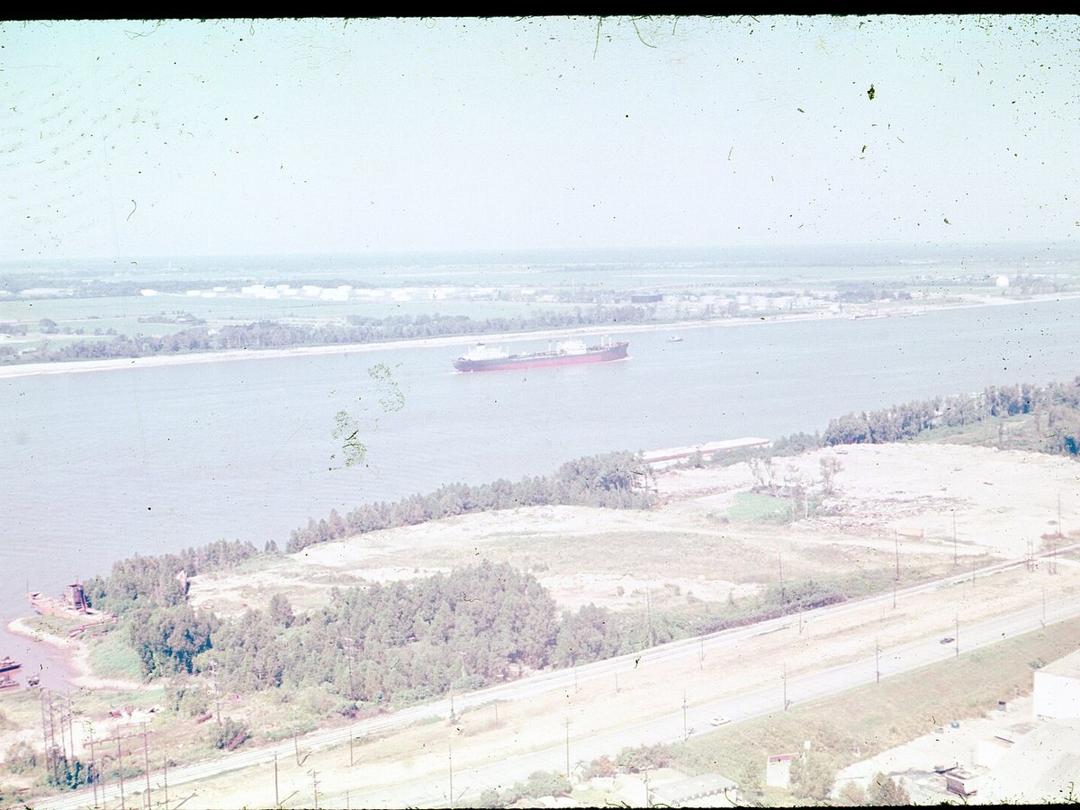 Mississippi River at Baton Rouge, Louisiana from Louisiana State Capitol Observation Deck in Baton Rouge