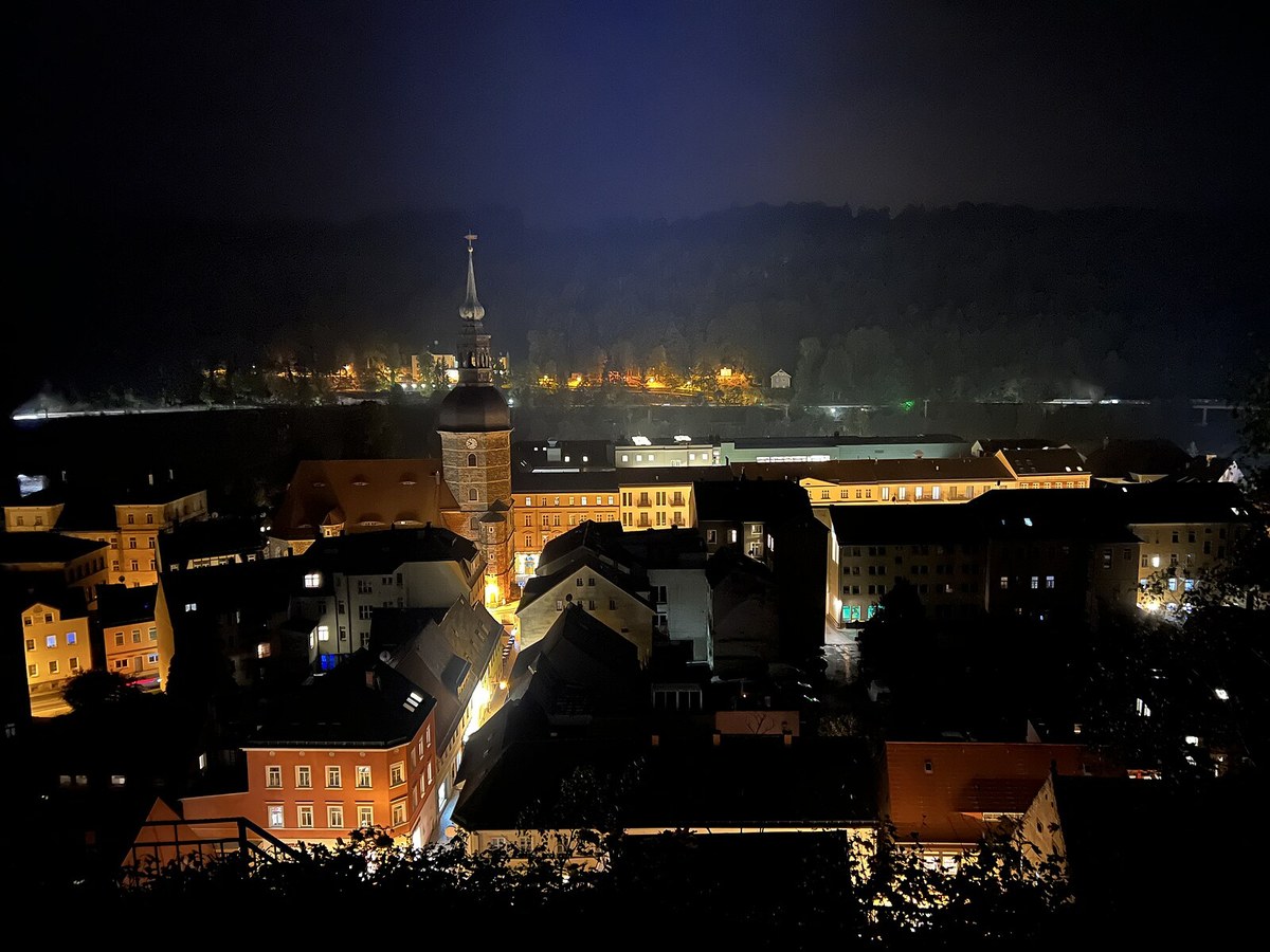 Bad Schandau Schlossbastei lub 2023-10-19 Aussicht Nacht, Bad Schandau