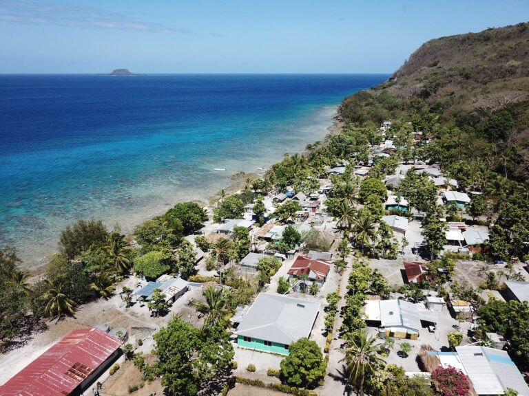 Lelepa village and reef-lined coast in Vanuatu