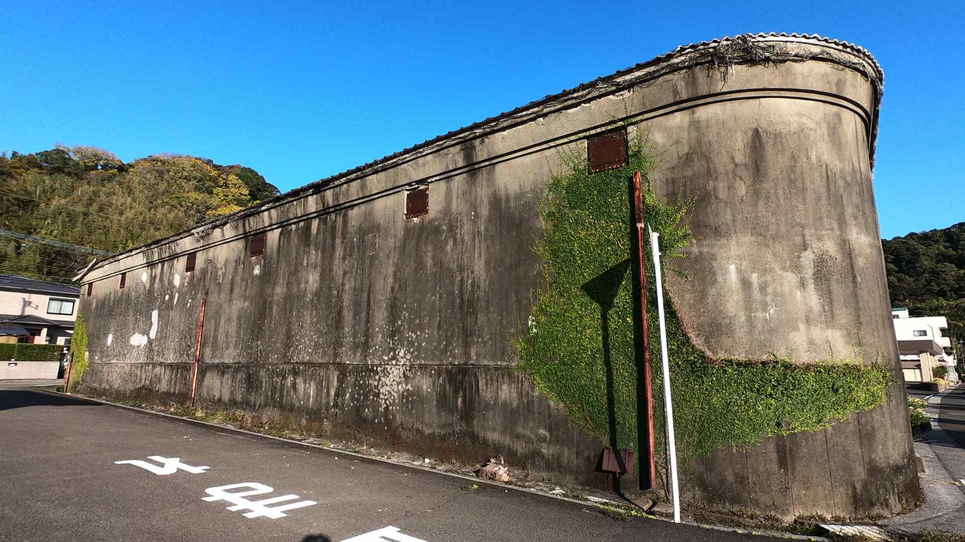 Historic concrete harbor structure in Aburatsu, Japan