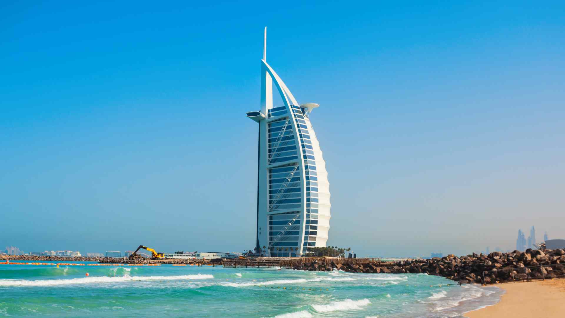 Burj Al Arab hotel on the Dubai coastline