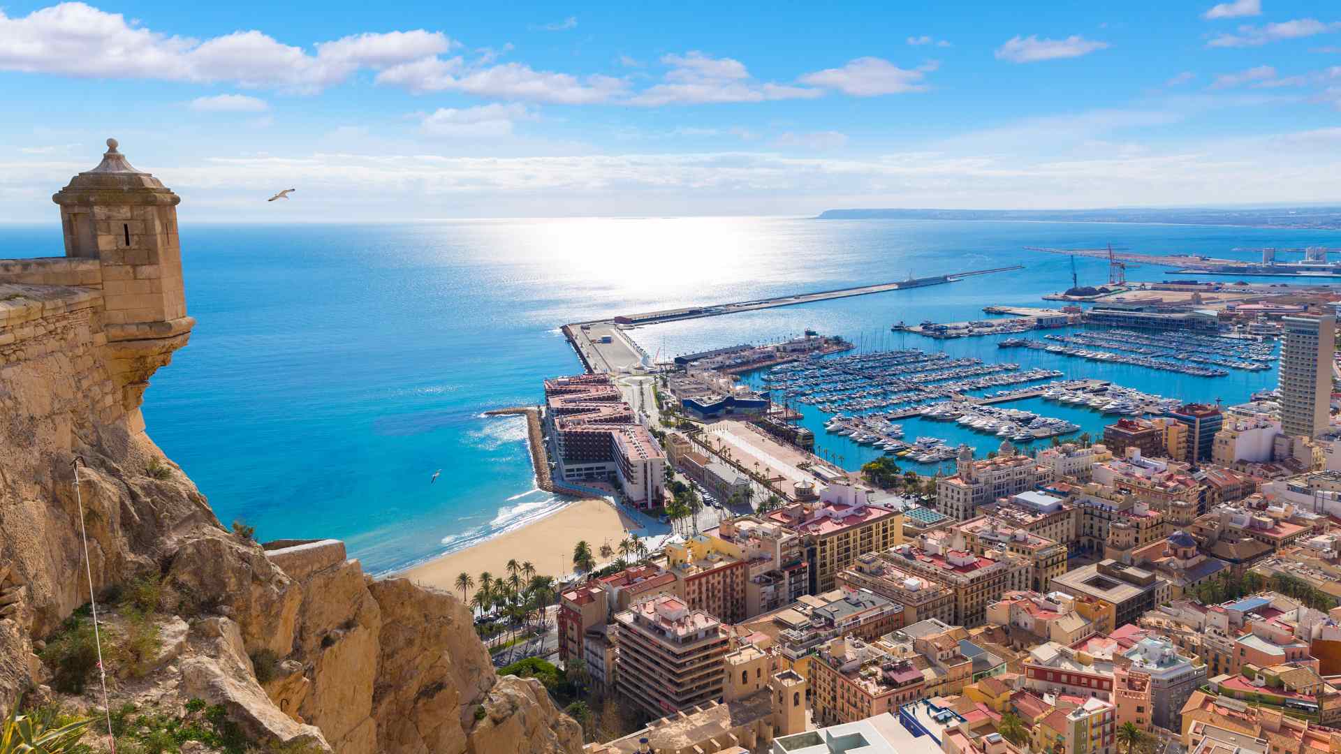 Alicante harbor viewed from Santa Barbara Castle
