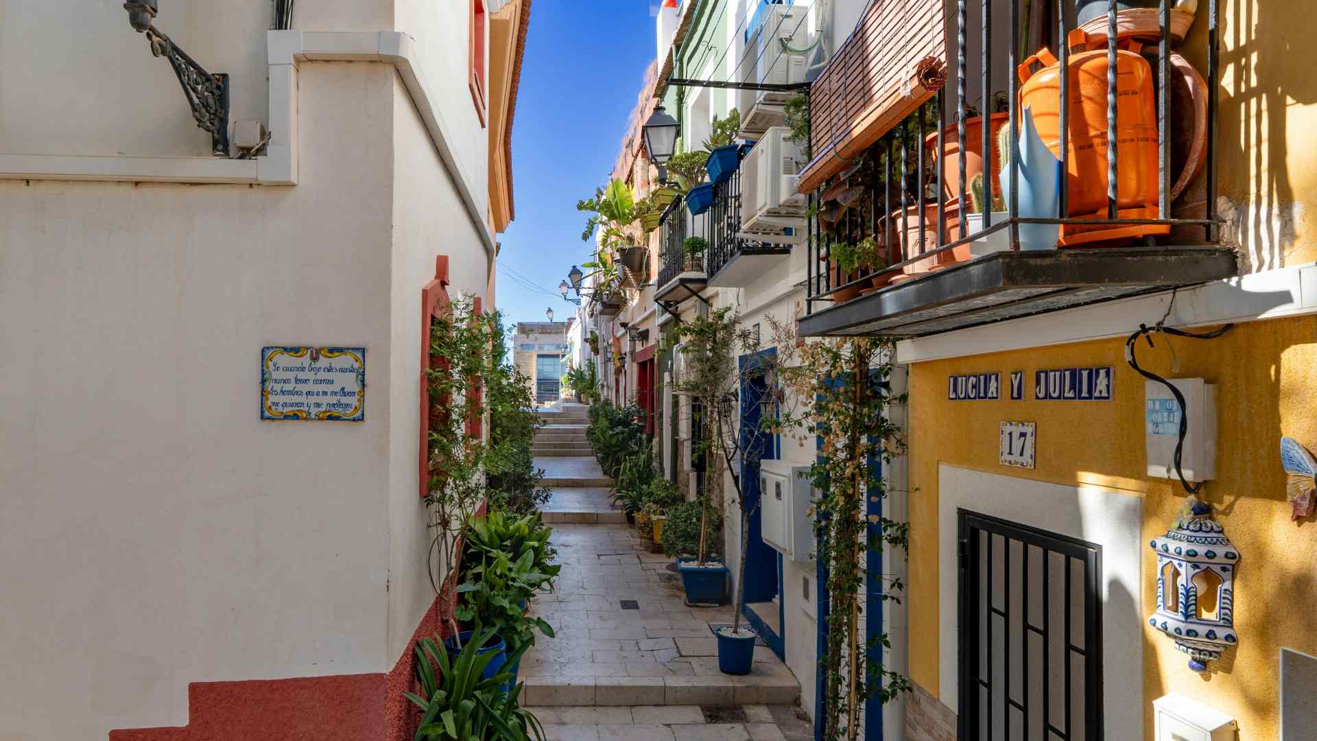 Colorful lane in Alicante's Santa Cruz neighborhood