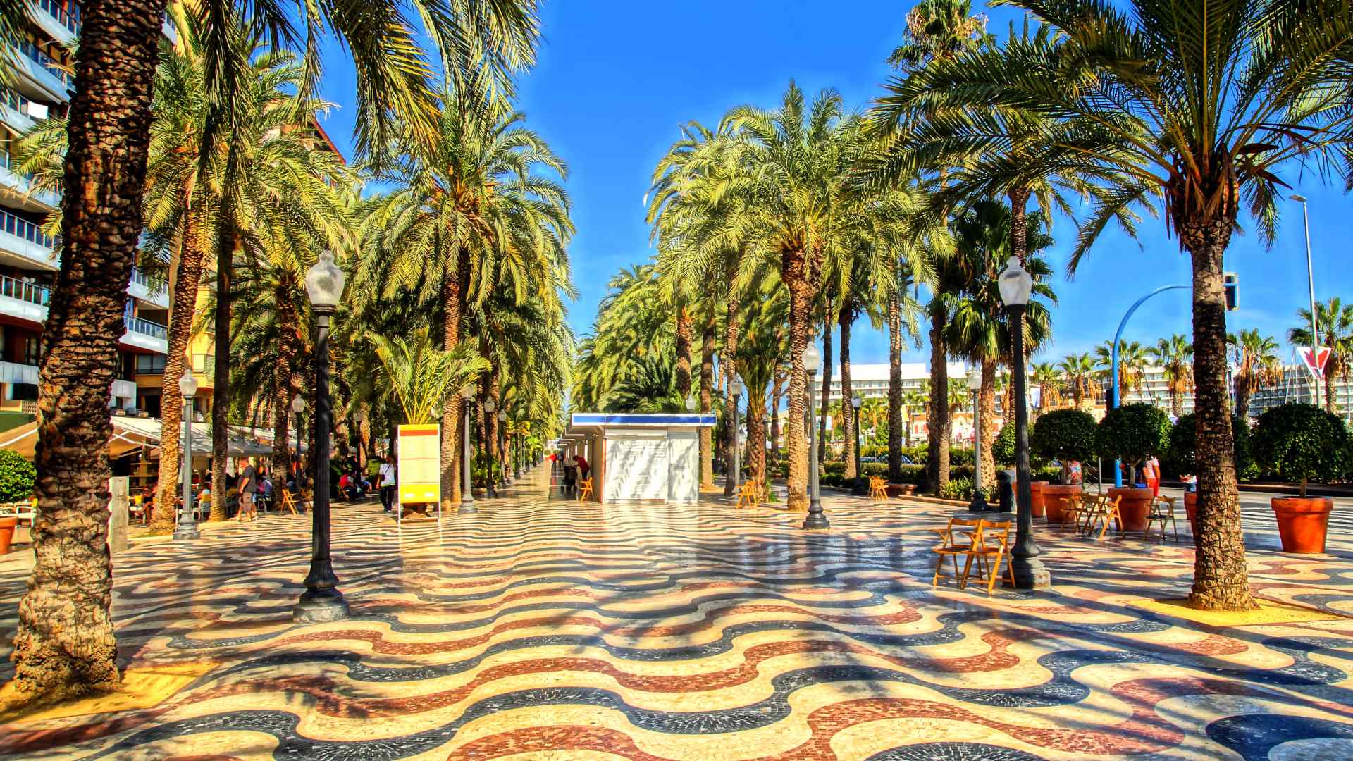 Palm-lined Explanada de Espana promenade in Alicante
