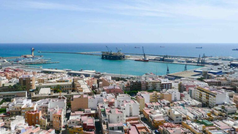 Aerial view of Almeria city and Mediterranean port