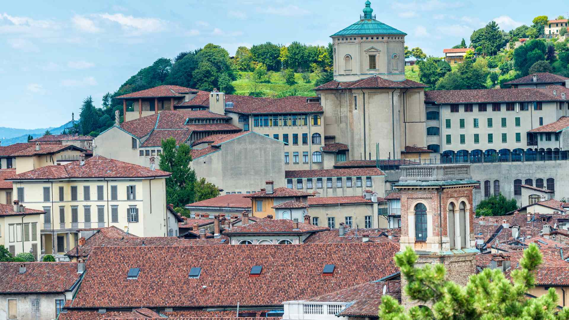Bergamo's hilltop old town and historic architecture