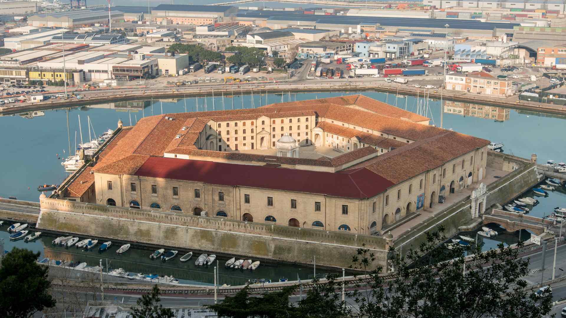 Mole Vanvitelliana complex inside Ancona harbor