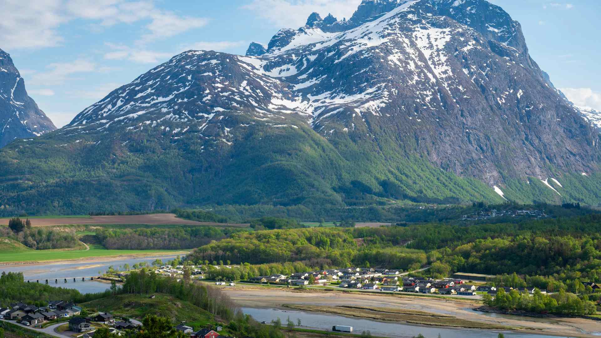 Steep mountain rising above the Andalsnes valley