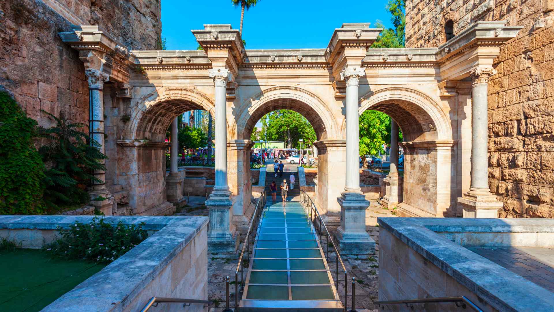 Hadrian's Gate in the historic center of Antalya