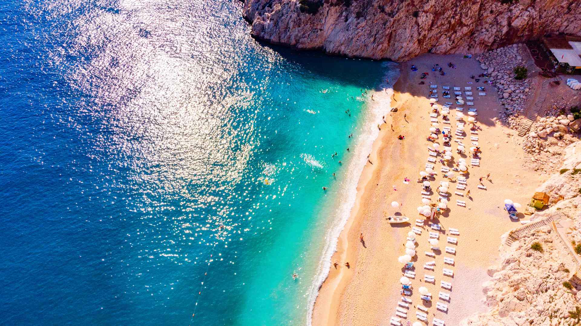 Aerial view of turquoise Kaputas Beach near Antalya