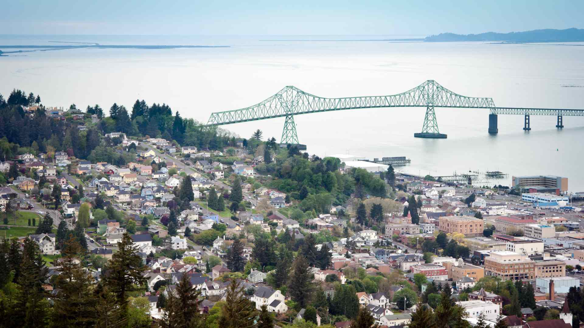 Astoria hillside neighborhoods and bridge viewed from above