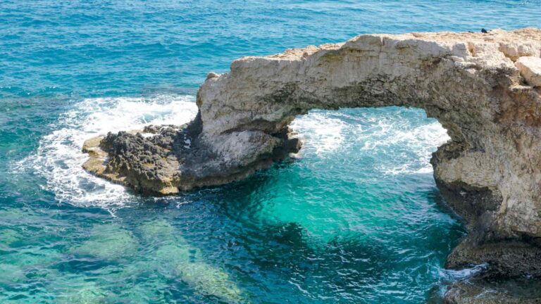 Natural sea arch in turquoise water near Ayia Napa, Cyprus