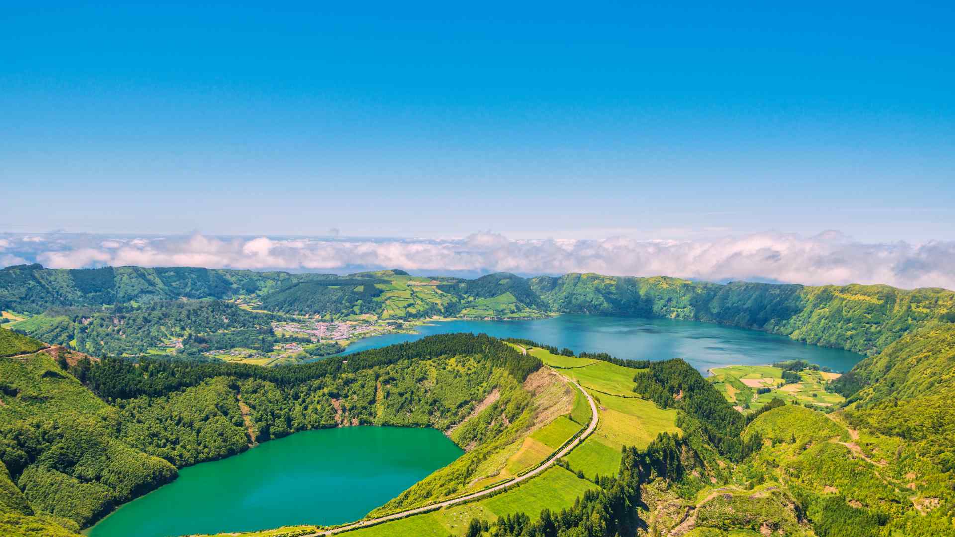 Sete Cidades crater lakes on Sao Miguel in the Azores