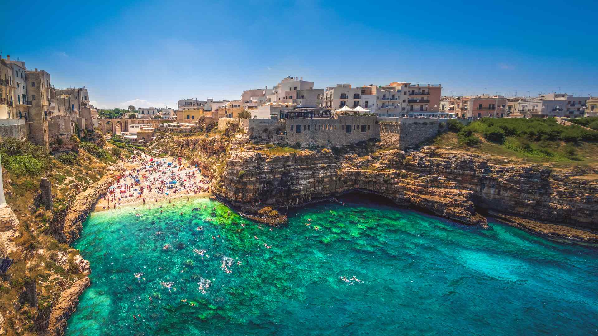 Rocky swimming cove at Polignano a Mare near Bari