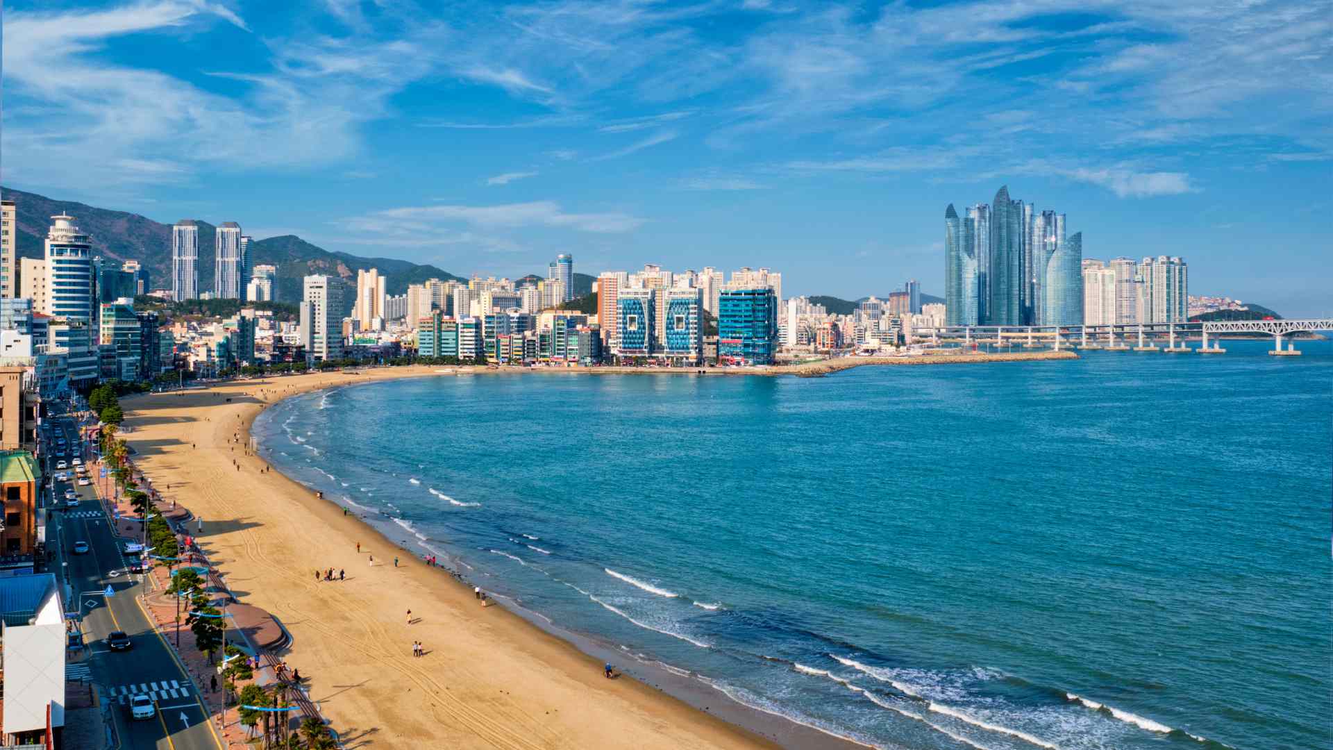 Haeundae Beach and modern skyline in Busan
