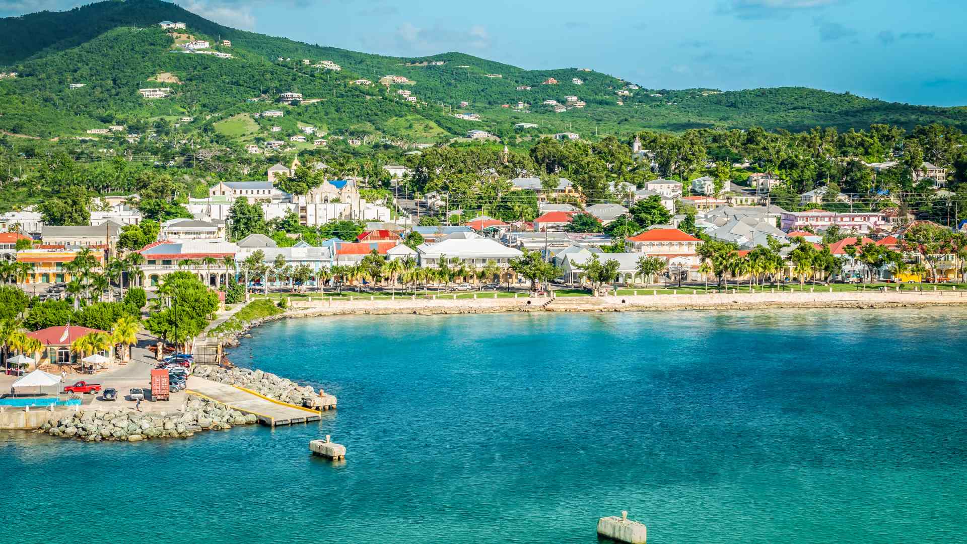 Frederiksted waterfront and cruise pier on St Croix