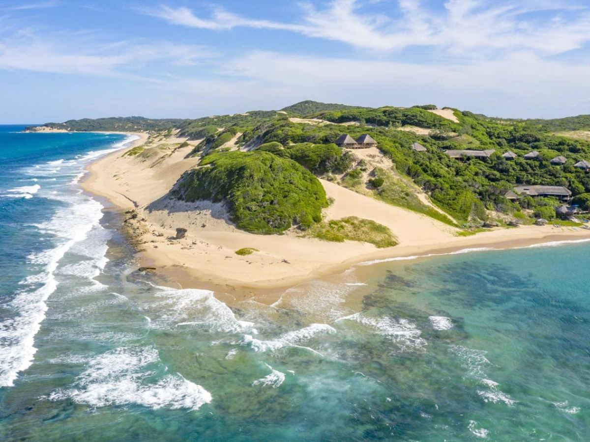 Sandy coastline near Portuguese Island and Inhaca Island in Mozambique