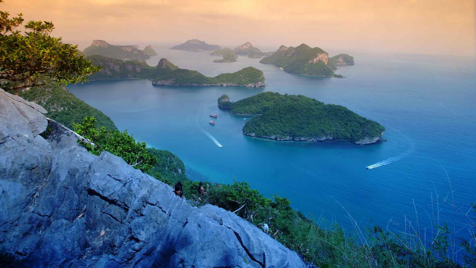 Ang Thong Marine Park islands near Ko Samui at sunset