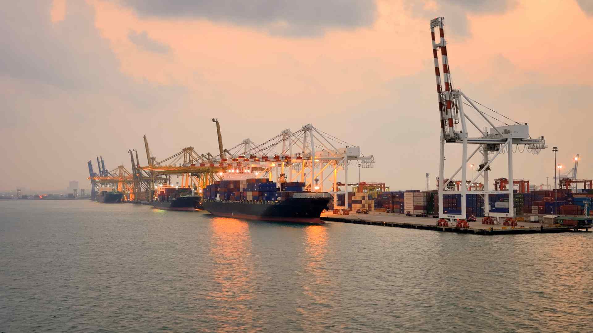 Container ship and cranes at Laem Chabang port