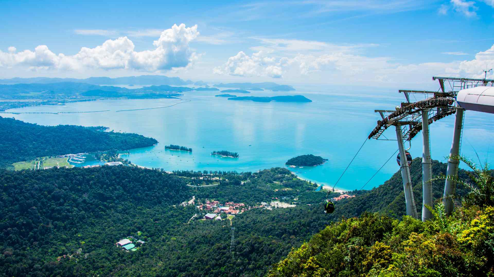 Langkawi SkyCab view over rainforest and Andaman Sea islands