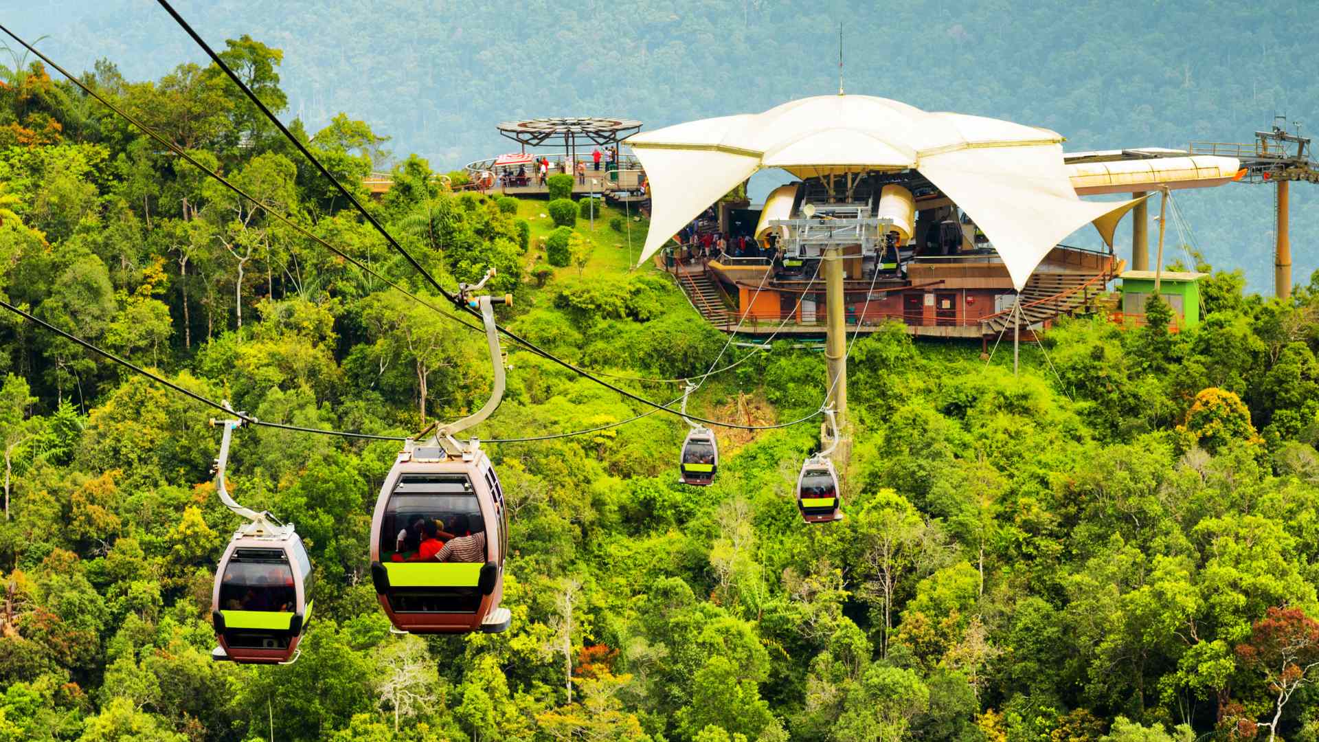Langkawi SkyCab cable cars above the tropical forest