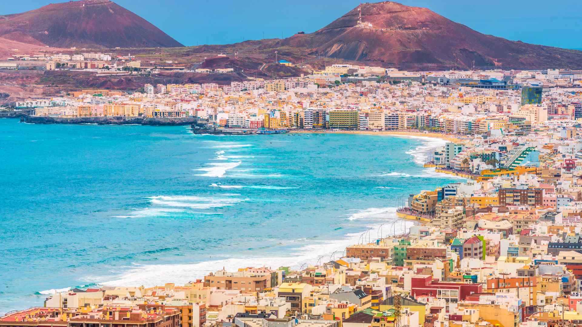 Las Canteras Beach and Las Palmas city on Gran Canaria