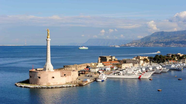 Madonna della Lettera statue at the Port of Messina, Sicily