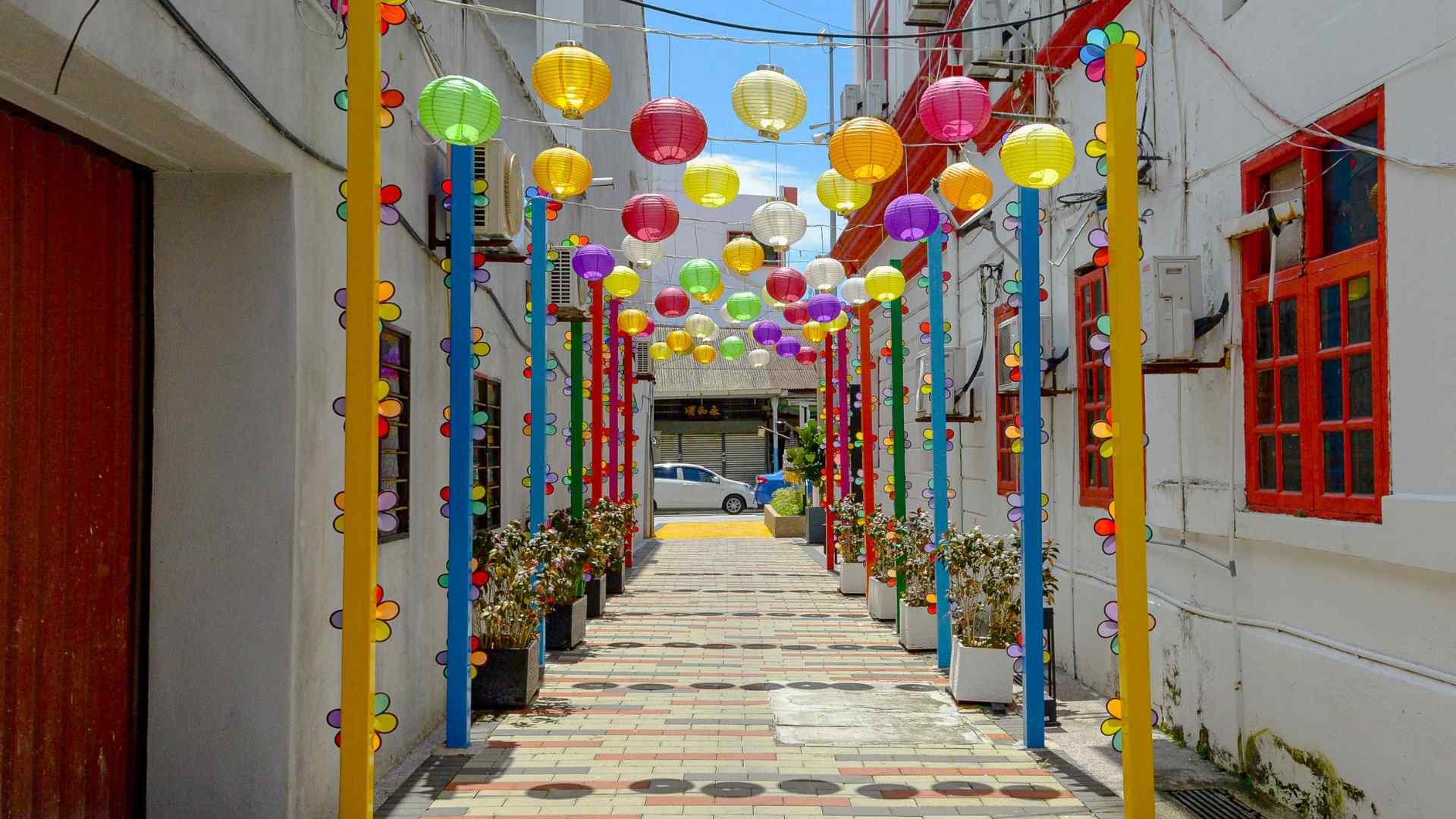 Colorful umbrella alley in George Town, Penang