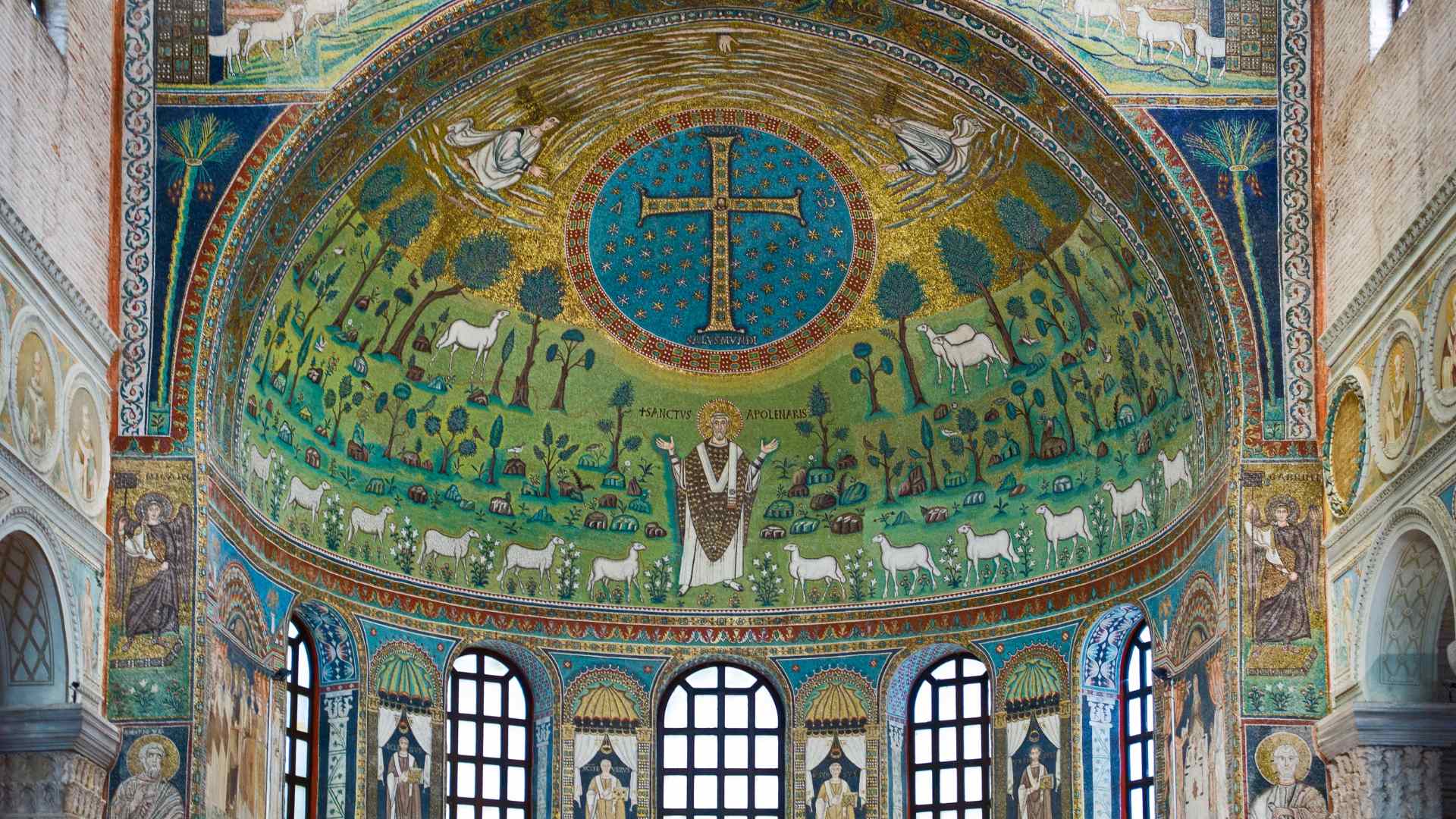 Early Christian mosaic inside a basilica in Ravenna