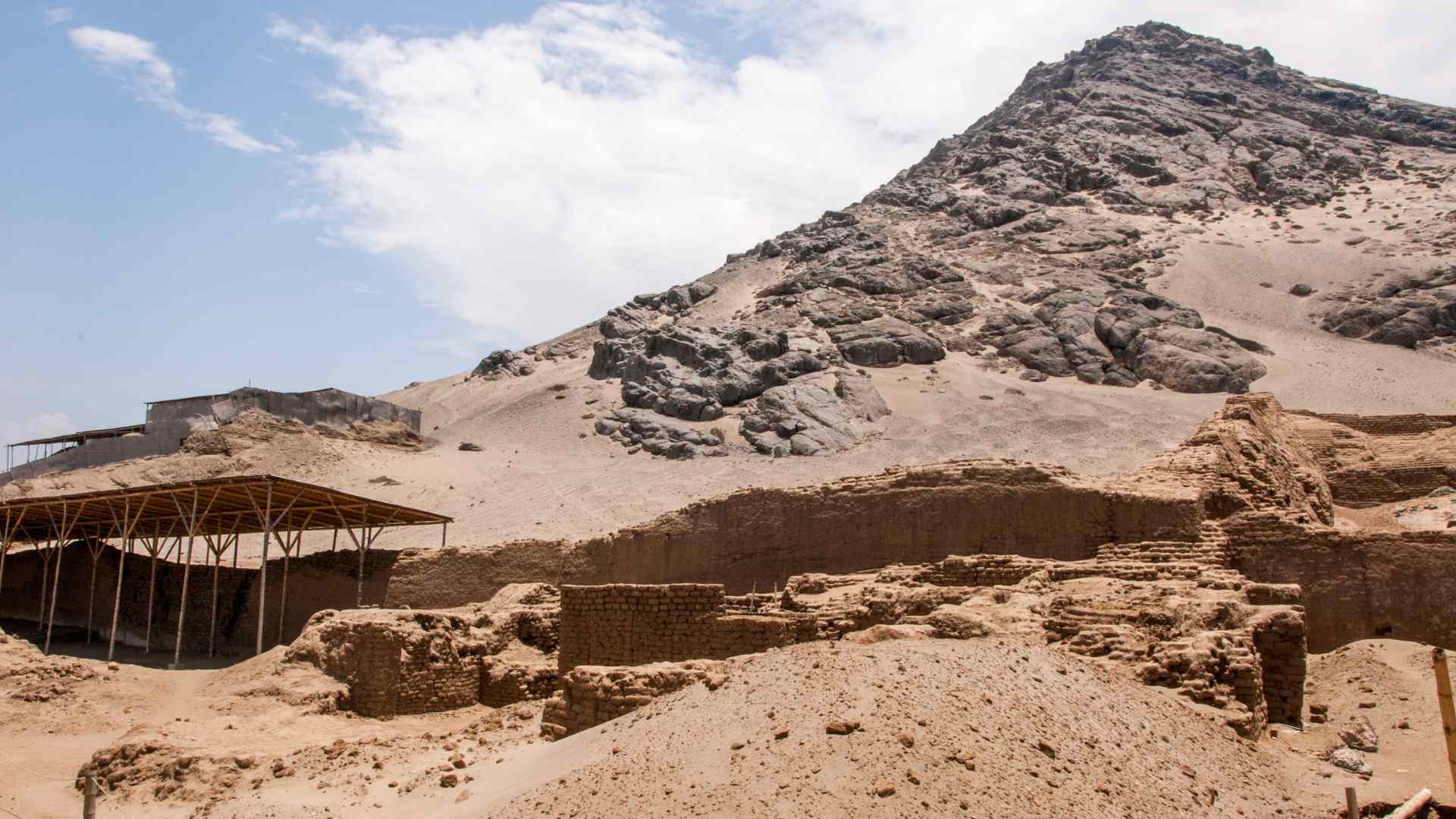 Adobe archaeological ruins near Salaverry in northern Peru