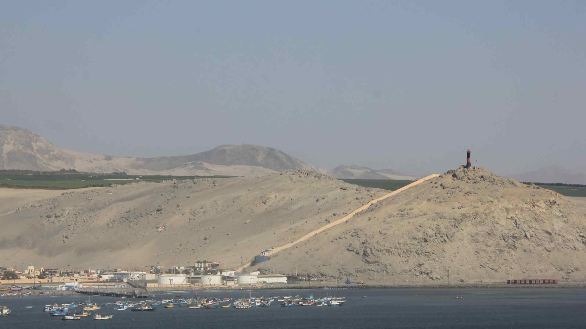 Dry coastal hills overlooking Salaverry port in Peru