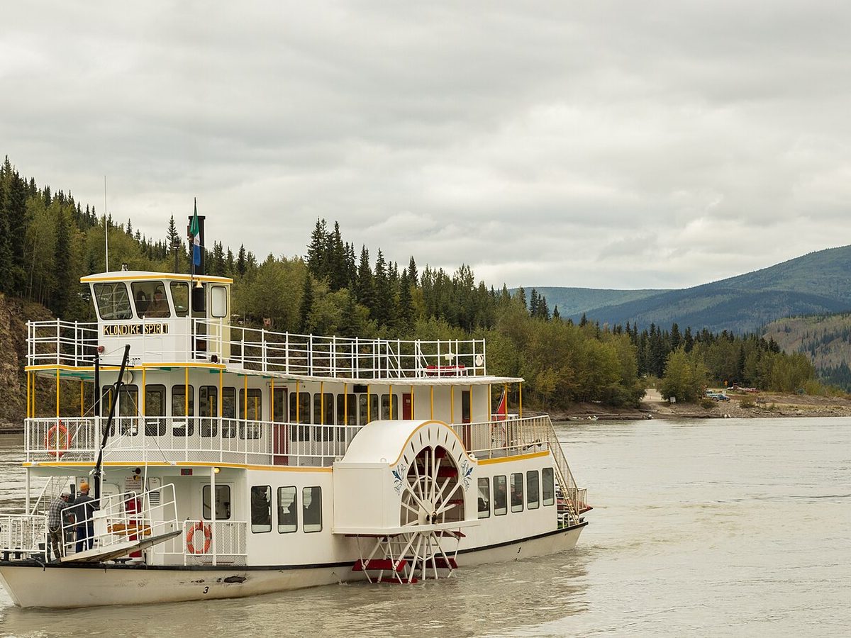 Small sternwheel riverboat on the Yukon River near Dawson City