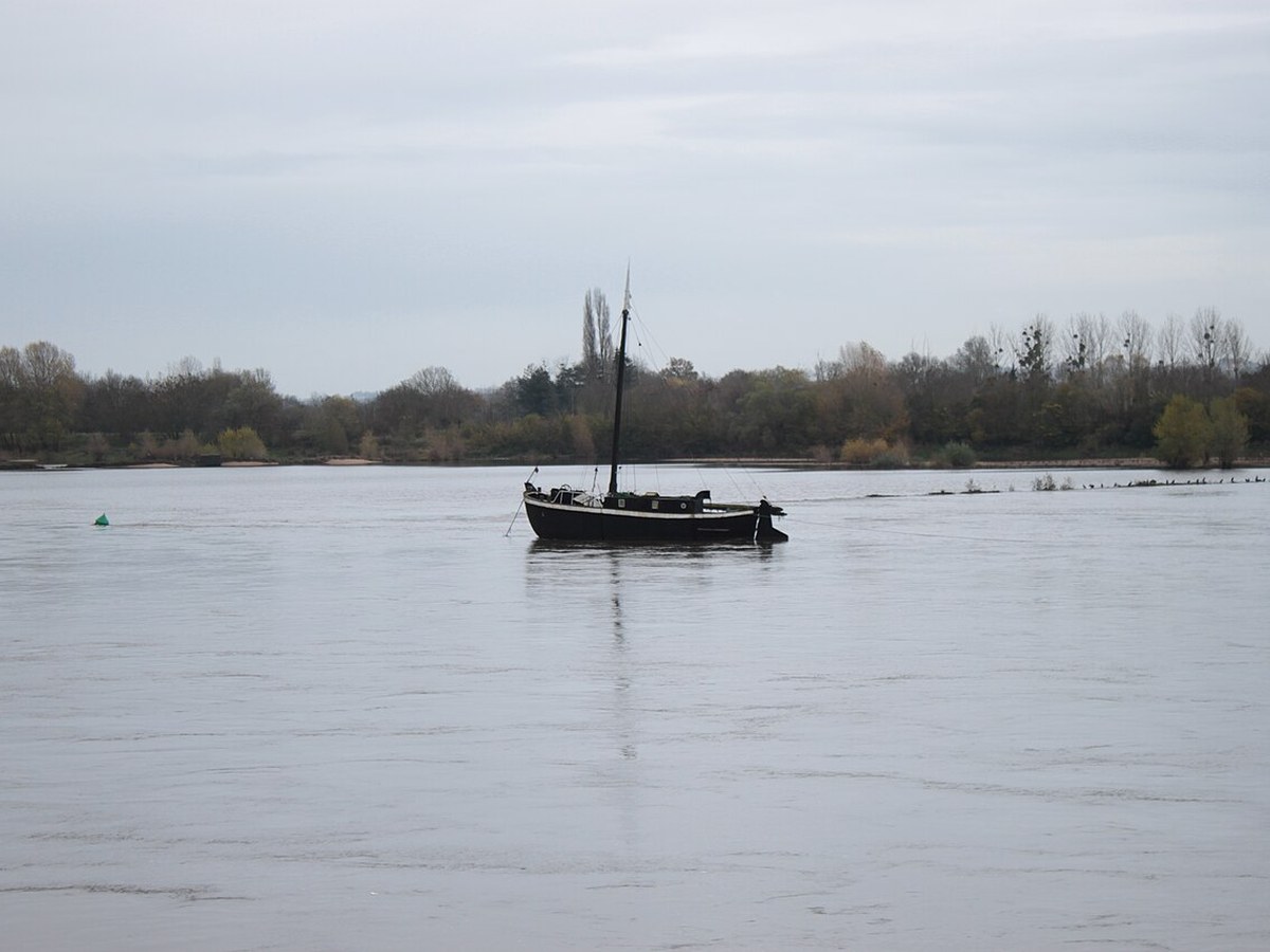 Traditional gabarre boat on the Loire River at Ancenis