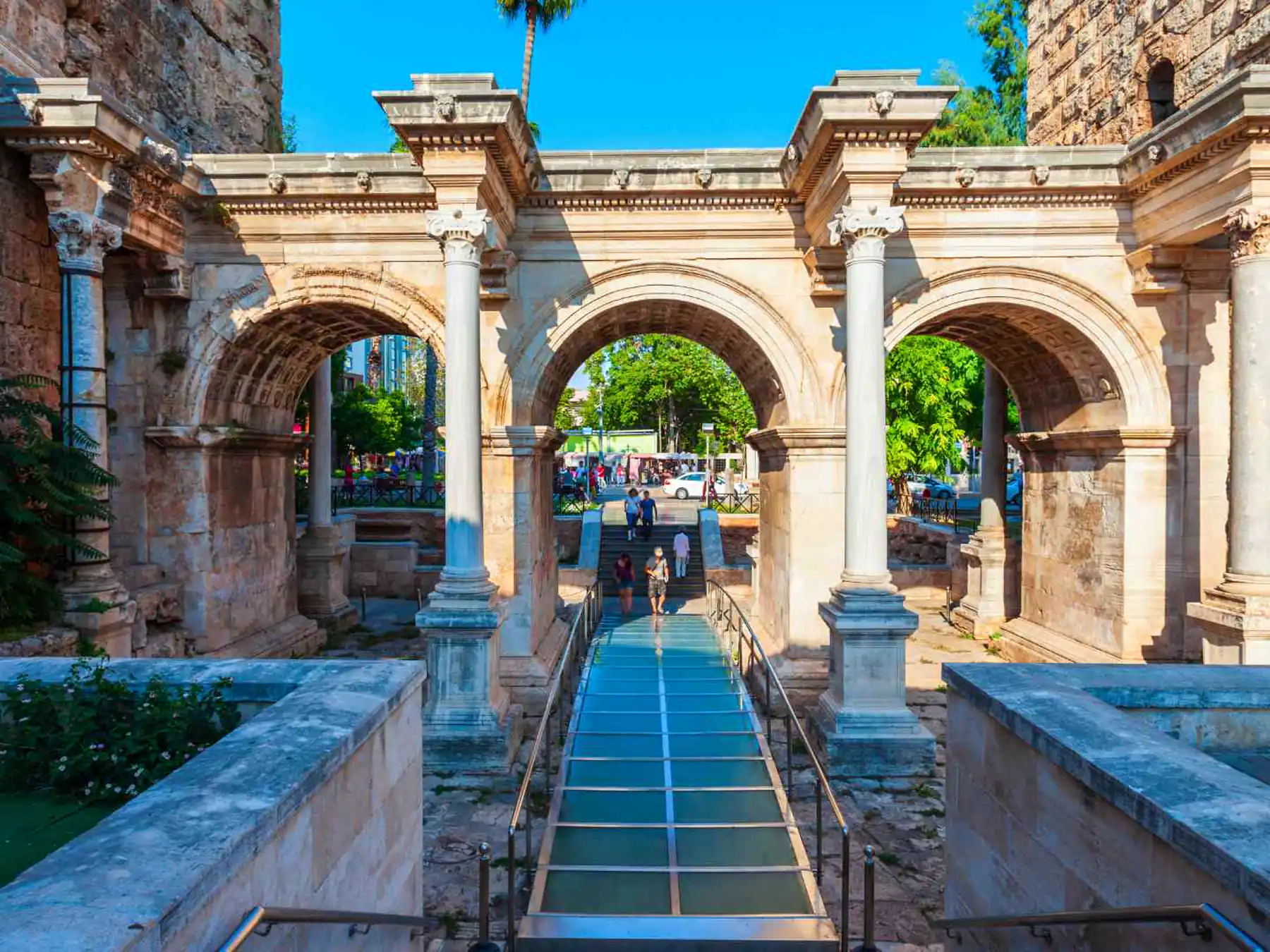 Hadrian's Gate in the historic center of Antalya.