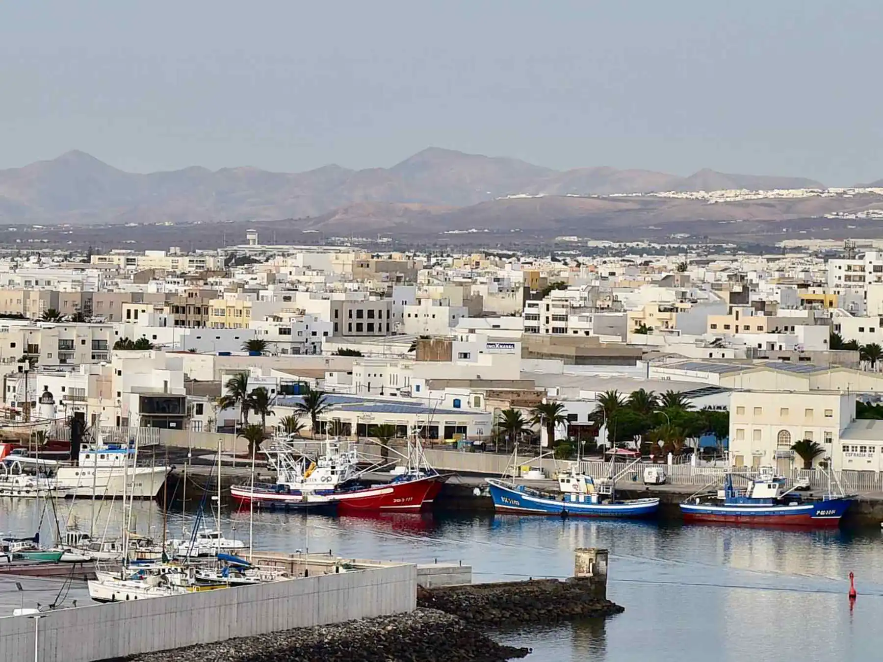 Aerial view of Arrecife city and marina on Lanzarote.