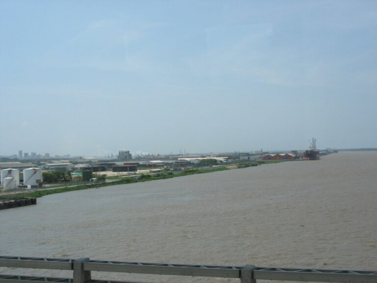 Barranquilla port and riverfront on the Magdalena River