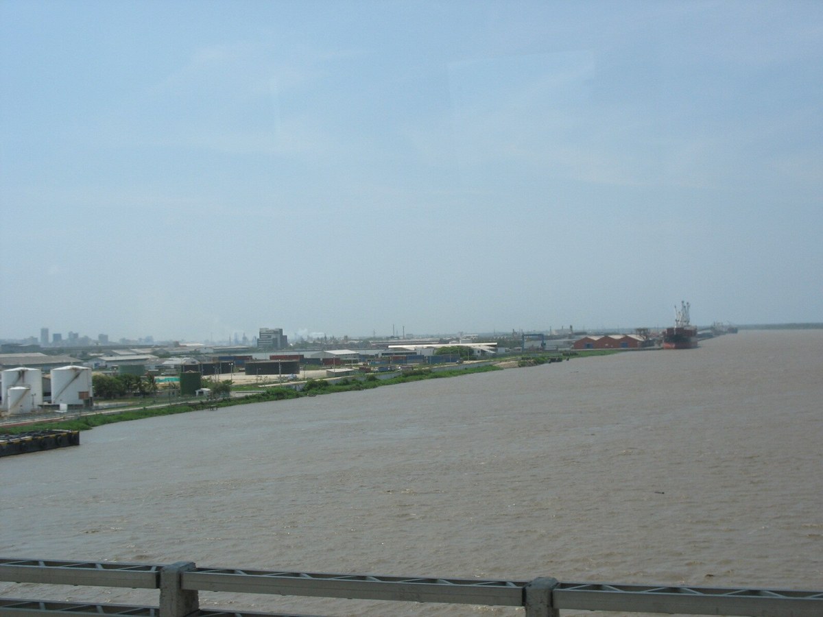 Barranquilla port and riverfront on the Magdalena River